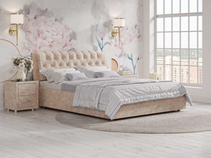 Кровать Сонум Olivia Экокожа Коричневый (с основанием)